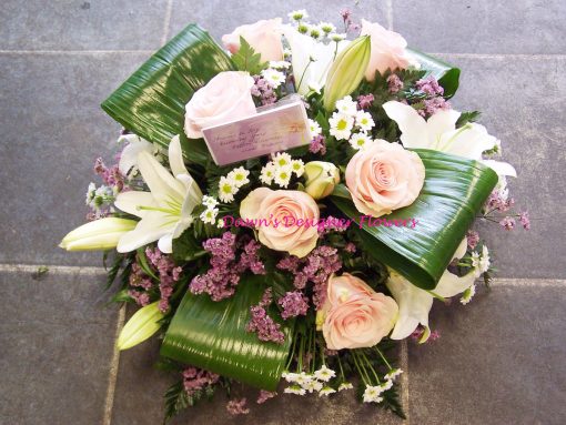 Pale pink funeral posy