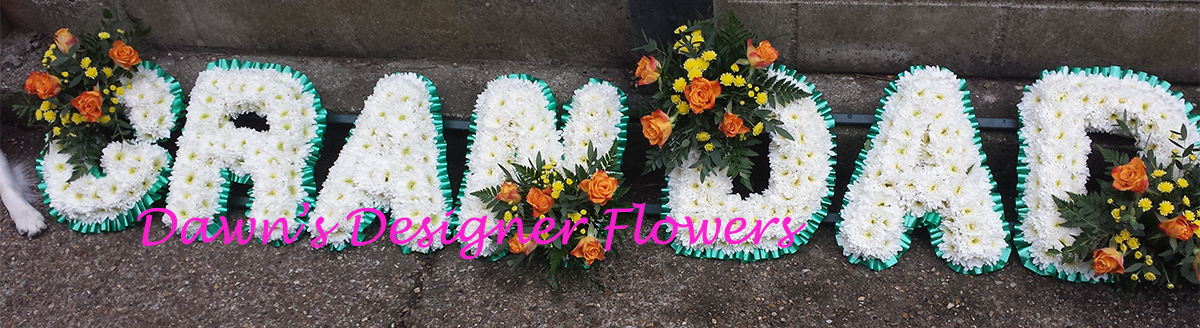 Grandad from fresh flowers lettes Grandad from fresh flowers, white colour green ribbon