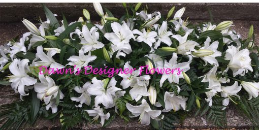 White lilies,casket spray