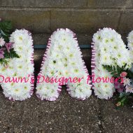 Pink and white colour letters