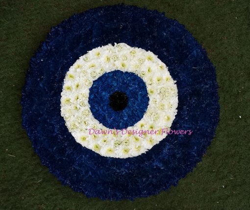 Evil Eye from flowers, funeral tribute